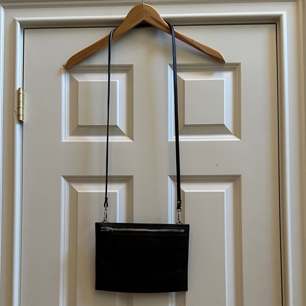 Shinola Detroit Black Leather Slim Crossbody